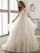 Usado, Vestido de Noiva Branco/Marfim Renda Organza Linha A Decote V Manga 3/4 Novo Vestido de Noiva comprar usado  Enviando para Brazil