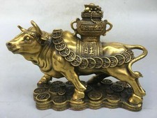 9'' brass furniture decorate animal cornucopia wealth Cattle bull ox statue comprar usado  Enviando para Brazil
