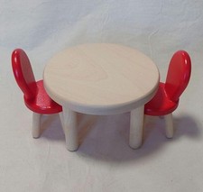 Juego de 2 sillas y mesas rojas Boardhenig casa de muñecas miniatura segunda mano  Embacar hacia Mexico