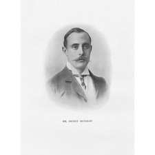 Tênis de gramado inglês ERNEST RENSHAW - Estampa antiga 1908 comprar usado  Enviando para Brazil