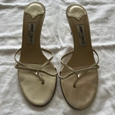 Usado, Sandálias Jimmy Choo de couro dourado metálico com tiras mula salto 3 pol. 39,5 39 1/2 comprar usado  Enviando para Brazil