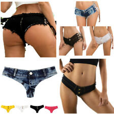 Mini calça jeans feminina com cadarço micro sexy shorts jeans cintura baixa clubwear, usado comprar usado  Enviando para Brazil