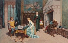 Usado, Cartão postal de xadrez Itália homem e mulher jogando comprar usado Usado, Cartão postal de xadrez Itália homem e mulher jogando comprar usado  Enviando para Brazil