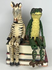 Braços e pernas móveis vintage articulados esculpidos em madeira zebra e sapo prateleira comprar usado  Enviando para Brazil