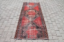 Usado, Tapete de corredor Oushak vintage turco feito à mão 3x7 pés vermelho preto para cabeceira comprar usado  Enviando para Brazil