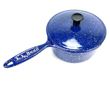 LL Bean Blue Speckle esmalte ferro fundido 7,5 pol panela com tampa panela L.L. Feijão comprar usado  Enviando para Brazil