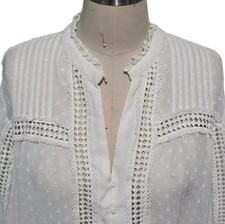 Usado, Blusa túnica Zara feminina L marfim branca camponesa transparente boho renda bordada LS comprar usado  Enviando para Brazil