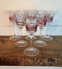 Copos de vinho Steuben-Six Carder Era #8381 incolor óptico costela e ouro rubi cana, usado comprar usado  Enviando para Brazil