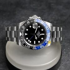 Relógio mod feito sob medida 40mm preto e azul mergulhador estilo GMT com movimento NH34 comprar usado  Enviando para Brazil