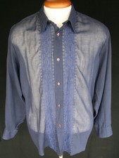 Usado, Camisa masculina vintage ARAMIS azul voile bordada frontal década de 1970 Paris G comprar usado  Enviando para Brazil
