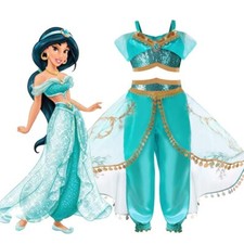 Cosplay Aladdin Princesa Jasmim Vestido Infantil Meninas Princesa Saia Ternos Halloween, usado comprar usado  Enviando para Brazil