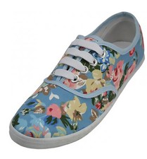 Tênis feminino de lona azul claro estampa floral com cadarço Plimsoll comprar usado  Enviando para Brazil