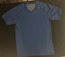 Camisa masculina LULULEMON Mineral Azur azul metal ventilação tecnologia serve como tamanho pequeno azul comprar usado  Enviando para Brazil