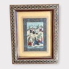 Placa persa antiga pintada à mão em miniatura de moldura de mosaico Khatam comprar usado  Enviando para Brazil