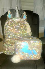 MOCHILA JUSTIÇA/LANCHEIRA UNICÓRNIO OURO CINTILANTE FLIP LANTEJOULAS SUPER FOFAS!! comprar usado  Enviando para Brazil