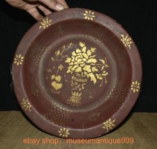 Bandeja de paletes de bacia de vaso de flores dourado laca de madeira chinesa antiga de 12,8 pol. comprar usado  Enviando para Brazil