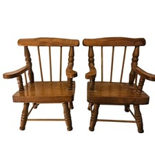 Conjunto de cadeiras de madeira miniatura vintage casa de bonecas Windsor eixo traseiro planta comprar usado  Enviando para Brazil
