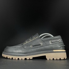 Sapato Sperry Autêntico Masculino Tamanho 9.5 Couro Preto 3 Olhos Moc Toe Lug Barco Casual comprar usado  Enviando para Brazil