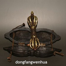 10" Antigo Budismo Tibetano Bronze Phurba Adaga Porta-Sino Dorje Vajra e Caixa de Suporte comprar usado  Enviando para Brazil