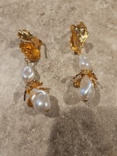 Brincos de flores Anthropologie folha pérola gota pendurada ouro casamento lágrima✅ comprar usado  Enviando para Brazil