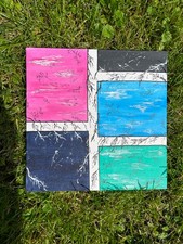 Abstrakcyjny obraz akrylowy 25x25 cm malowany wlasnorecznie na sprzedaż  PL