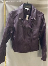 Jaqueta de motocicleta New York & Company feminina couro roxo manga longa tamanho XL comprar usado  Enviando para Brazil