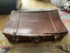 Vintage leather suitcase for sale  SWANSEA