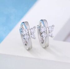 Usado, Brincos de argola Huggie de prata esterlina 925 para meninas e crianças pequenas borboleta CZ comprar usado  Enviando para Brazil