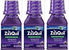 Líquido ZzzQuil Nighttime Sleep Aid 6 oz (3 botellas) __ segunda mano  Embacar hacia Mexico