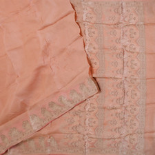 Vintage Rosa Pesca Sari 100% Tessuto di Seta Floreale Indiano 4.6m Craft comprar usado  Enviando para Brazil