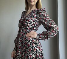 KATE SPADE New York Złota Metaliczna Kwiatowa Park Klips Kropki Mini Jedwabna Sukienka Rozmiar 2 XS na sprzedaż  PL