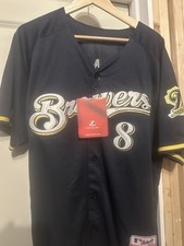 Camiseta alternativa Majestic autêntica Ryan Braun Milwaukee Brewers 50 nova com etiquetas comprar usado  Enviando para Brazil