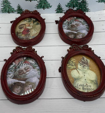 Conjunto de molduras de Natal vintage pequeno quadro de férias decoração arte de parede retrô comprar usado  Enviando para Brazil