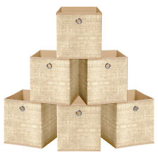 Cajas de Almacenamiento Plegables HEFTMAN Tela Ahorro de Espacio Beige 30x30x30cm (Juego de 6) segunda mano  Embacar hacia Mexico