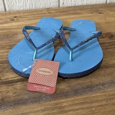 NOVO Chinelo Fino Havaianas Azul Brilhante Glitter EUA Tamanho 9/10 EUR 41/42, usado comprar usado  Enviando para Brazil