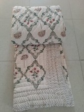 Usado, Cobertor colcha reversível estampado à mão indiano Jaipuri Razai 100% algodão floral comprar usado  Enviando para Brazil