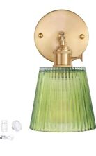 Arandela de parede vintage operada por bateria com abajur de vidro listra verde recarregável comprar usado  Enviando para Brazil
