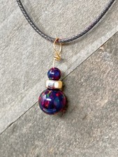 Colar pingente de ouro amarelo 14K KYOKO™ 8mm/4mm meia-noite opala fogo preto cordão, usado comprar usado  Enviando para Brazil