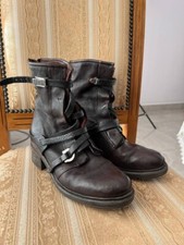 A.S.98 AIRSTEP BOTAS DE COURO MARROM PRETO ITALIANO TORNOZELO MOTOCICLISTA ZÍPER FEMININO TAMANHO EU 37 comprar usado  Enviando para Brazil