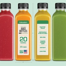 16 oz 20 pçs frascos de suco com tampas - FEITO NOS EUA recipientes de suco com tampas, usado comprar usado  Enviando para Brazil