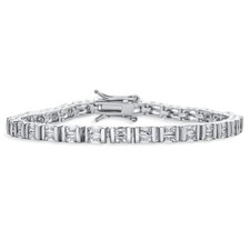 Pulseira de tênis folheada a prata 7 polegadas corte princesa corte princesa 20 quilates diamante falso, usado comprar usado  Enviando para Brazil