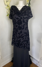 Usado, Vestido longo Eva azul preto chiffon sobreposição veludo rosa frisado tamanho 8 vintage formal comprar usado  Enviando para Brazil