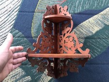 Prateleira de parede antiga vintage esculpida em madeira canto duas camadas ornamentada comprar usado  Enviando para Brazil