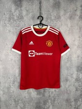 Camiseta Adidas Manchester United 2021 vermelha branca TeamViewer tamanho M comprar usado  Enviando para Brazil