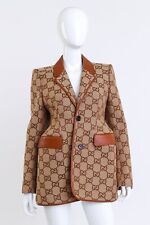 JAQUETA AMPULHETA GG DE LONA E COURO COM MONOGRAMA GUCCI (EUA 8-10) comprar usado  Enviando para Brazil