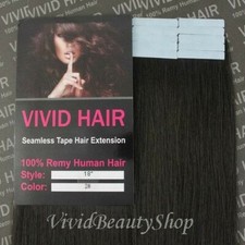 10pcs 45.7cm Remy sin Costuras Cinta Piel Trama Humano Pelo Extensiones Oscuras comprar usado  Enviando para Brazil