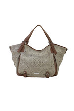 Bolsa tote feminina Desigual texturizada forrada com zíper colorblock padrão creme sistema operacional comprar usado  Enviando para Brazil