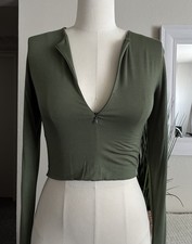 Blusa cropped feminina fashion boutique verde macia manga longa reversível comprar usado  Enviando para Brazil