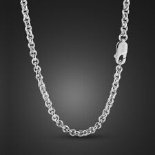 Colar de corrente de cabo redondo de prata esterlina 925 3 mm rolo 18"-28" para mulheres e homens comprar usado  Enviando para Brazil