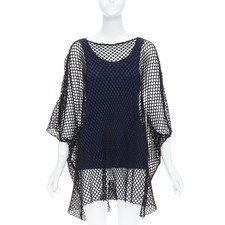 Regata MAISON MARGIELA MM6 malha preta rede azul cupro mistura em camadas P comprar usado  Enviando para Brazil